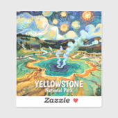 Sticker Parc national de Yellowstone Source chaude Art Van (Feuille)