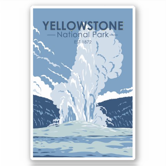 Sticker Parc national de Yellowstone Vieux fidèles Vintage (Devant)