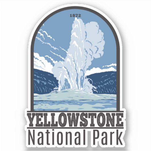 Sticker Parc national de Yellowstone Vieux fidèles Vintage (Devant)