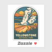 Sticker Parc national de Yellowstone, Vintage voyage rétro (Feuille)