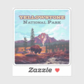 Sticker Parc national de Yellowstone Wyoming Bison Geyser (Feuille)