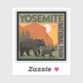 Sticker Parc national de Yosemite | Famille d'ours (Feuille)
