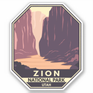 Sticker Parc National De Zion Le Narrows Retro