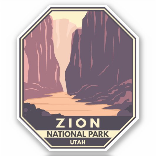Sticker Parc National De Zion Le Narrows Retro (Devant)