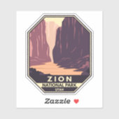Sticker Parc National De Zion Le Narrows Retro (Feuille)