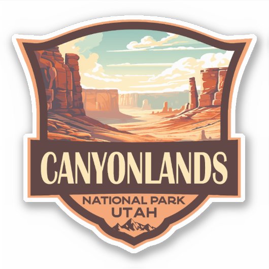 Sticker Parc national des Canyons Illustration Rétro (Devant)