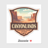 Sticker Parc national des Canyons Illustration Rétro (Feuille)