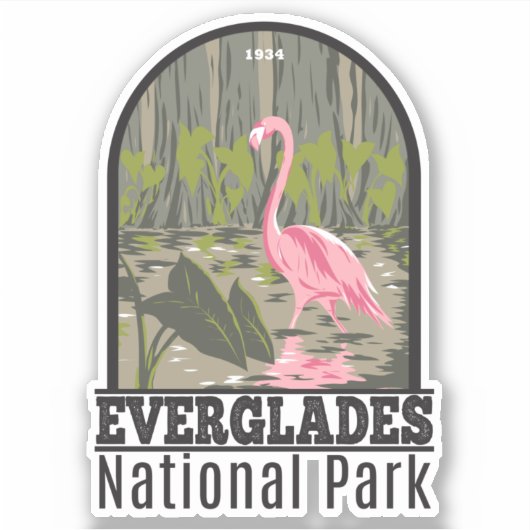 Sticker Parc national des Everglades Floride Flamant rose  (Devant)