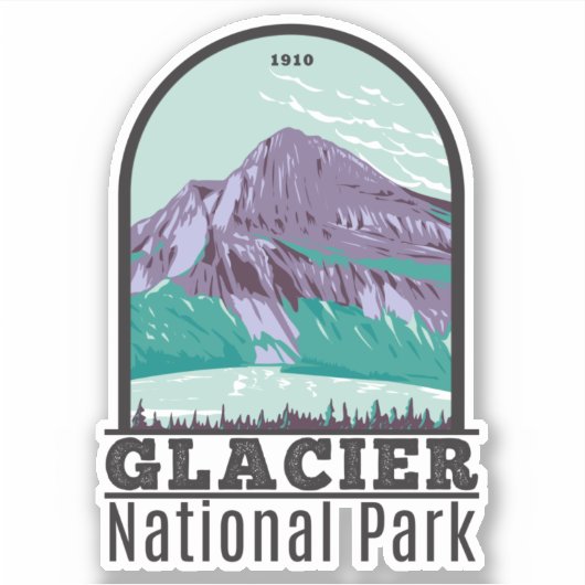 Sticker Parc national des Glaciers Montana Hiddlen Lake (Devant)