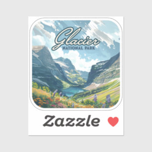 Sticker Parc national des Glaciers Montana Lake Retro
