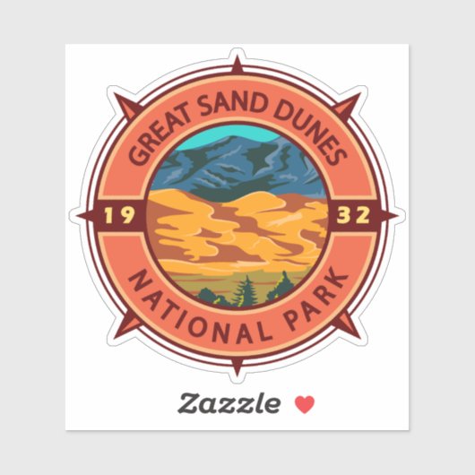 Sticker Parc national des grandes dunes de sable Retro Com (Feuille)
