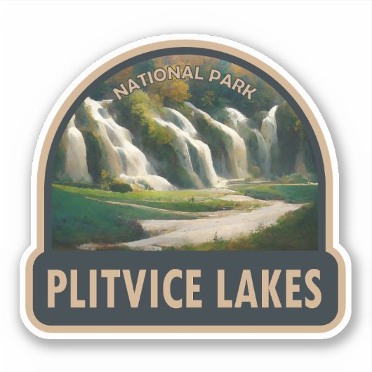 Sticker Parc national des Lacs Plitvice Croatie Aquarelle (Devant)