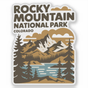 Sticker Parc national des Rocheuses Colorado Art Vintage