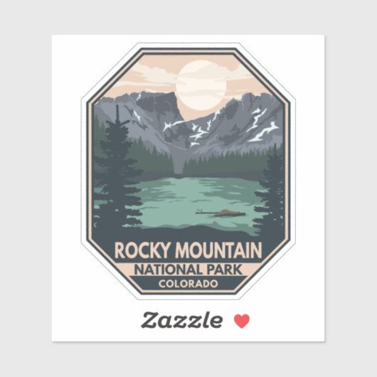 Sticker Parc national des Rocheuses Emblème rétro minimal (Feuille)