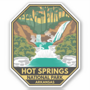 Sticker Parc national des sources chaudes Arkansas Retro
