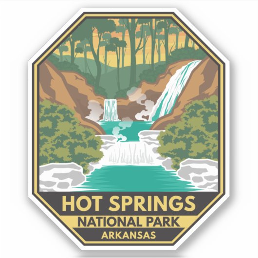 Sticker Parc national des sources chaudes Arkansas Retro (Devant)