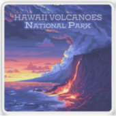 Sticker Parc national des volcans d'Hawaii Big Island Retr (Devant)