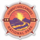 Sticker Parc national des volcans d'Hawaii Compas rétro (Devant)