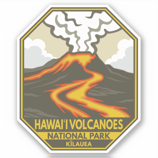 Sticker Parc national des volcans d'Hawaii Kilauea Retro (Devant)