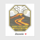 Sticker Parc national des volcans d'Hawaii Kilauea Retro (Feuille)