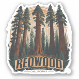 Sticker Parc national d'État de Redwood, Californie côtièr