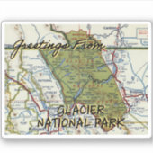 Sticker Parc national du Glacier Carte Vintage (Devant)