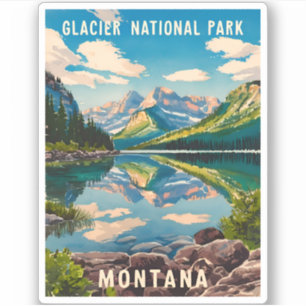 Sticker Parc national du Glacier Vintage voyage Montana