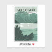 Sticker Parc national du lac Clark Alaska Vintage (Feuille)
