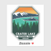 Sticker Parc national du lac Crater Emblème de compas rétr (Feuille)