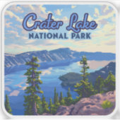 Sticker Parc national du lac Crater Oregon Retro (Devant)