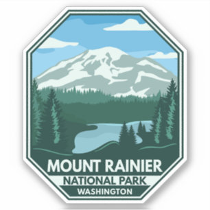 Sticker Parc national du Mont-Rainier Emblem rétro minimal