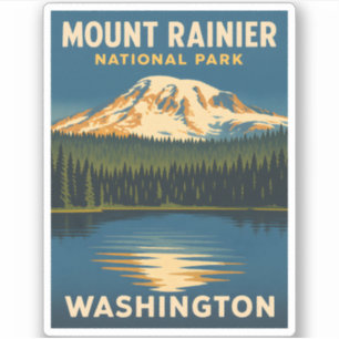 Sticker Parc national du Mont-Rainier, Vintage voyage rétr