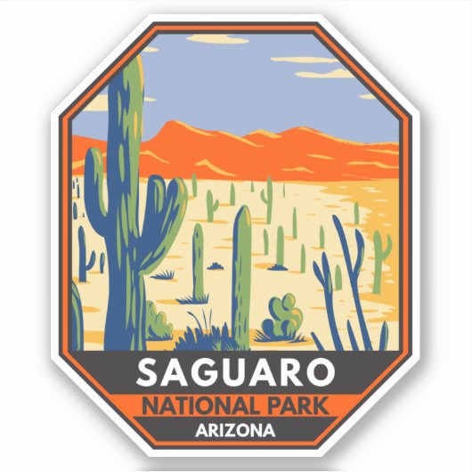 Sticker Parc national du Saguaro Arizona Giant Cactus Vint (Devant)