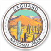 Sticker Parc National Du Saguaro Cactus Dans L'Insigne Du  (Devant)