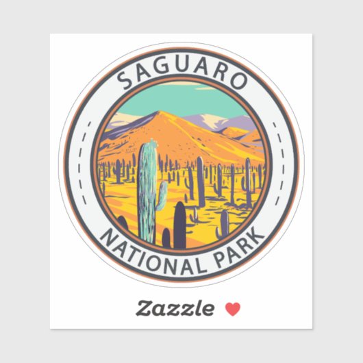 Sticker Parc National Du Saguaro Cactus Dans L'Insigne Du  (Feuille)