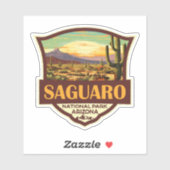 Sticker Parc national du Saguaro Illustration Rétro (Feuille)