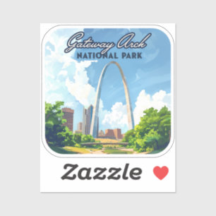 Sticker Parc national Gateway Arch Missouri St Louis Retro