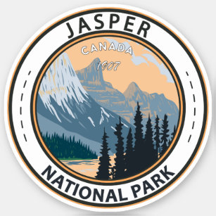 Sticker Parc national Jasper Canada Vintage d'art touristi