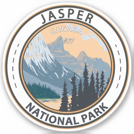 Sticker Parc national Jasper Canada Vintage d'art touristi (Devant)