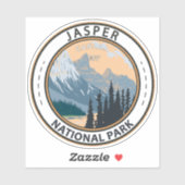 Sticker Parc national Jasper Canada Vintage d'art touristi (Feuille)