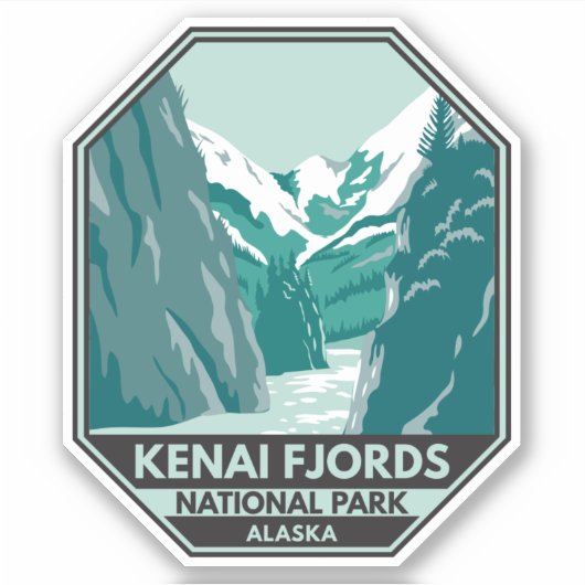 Sticker Parc national Kenai Fjords Alaska Vintage (Devant)