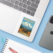 Sticker Parc national Retro Vintage voyage Denali Alaska (Ordinateur portable avec iPhone)