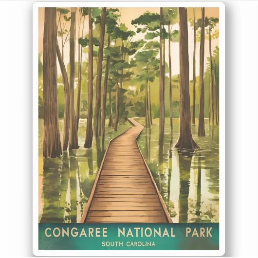 Sticker Parc national Vintage voyage Congaree Pittoresque (Devant)