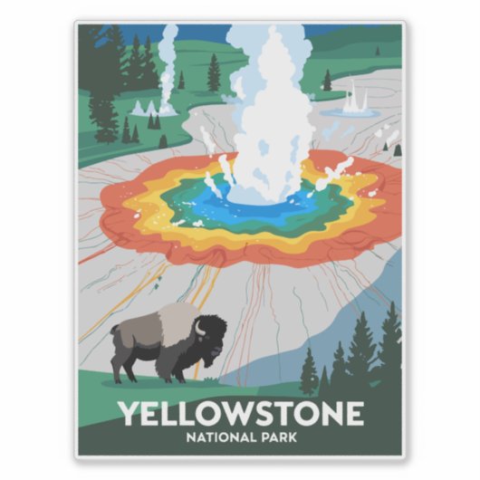 Sticker Parc national Vivid Yellowstone (Devant)