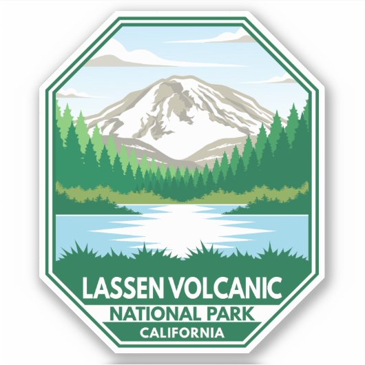 Sticker Parc national volcanique de Lassen Emblem rétro mi (Devant)