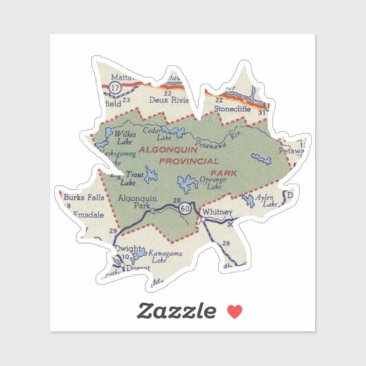 Sticker Parc provincial Algonoquin Vintage (Feuille)