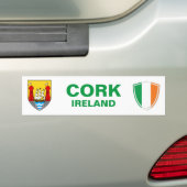 Sticker pare-chocs Cork Ireland Crest et Irish Fla (En voiture)