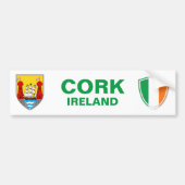 Sticker pare-chocs Cork Ireland Crest et Irish Fla (Devant)