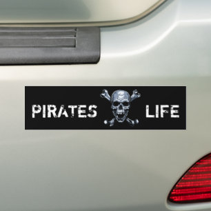 Sticker pare-chocs noir crâne pirate