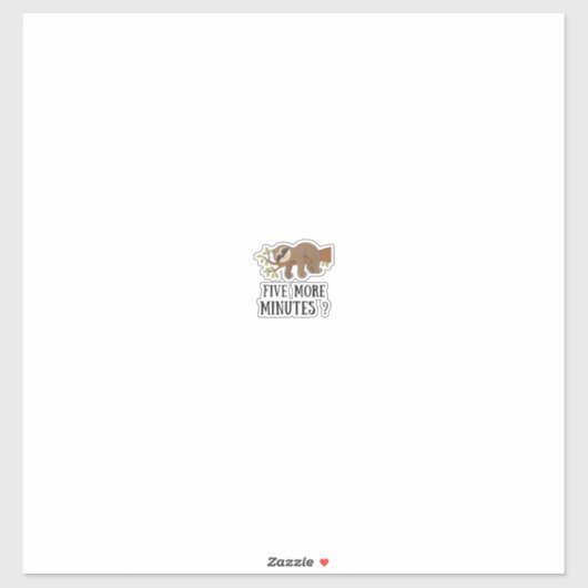 Sticker Paresseux Drôle Cinq Minutes De Sommeil Lit Pyjama (Feuille)